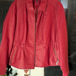 Baccini Women's Vibrant Red Leather Jacket